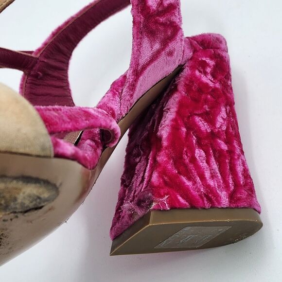 Dries Van Noten Pink Velvet Sandal Heels Size 37.5 EU - Picture 9 of 12